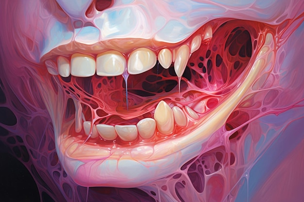 Anatomía dental dientes y encías Ilustración 3D Dolor de muelas agudo Generado por IA