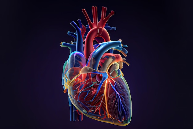Foto anatomia do coração humano em fundo médico ecg generative ai