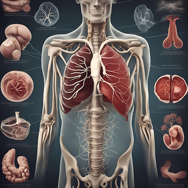 Anatomia do corpo humano com órgãos Anatomia humana 3D realista