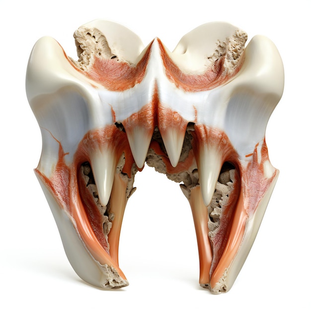 Anatomia do dente isolada em fundo branco