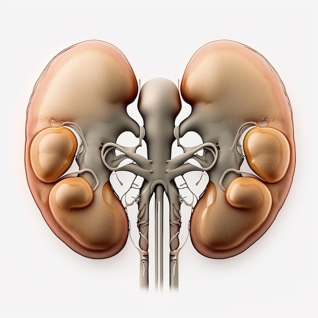 Anatomia do rim humano em fundo branco IA generativa