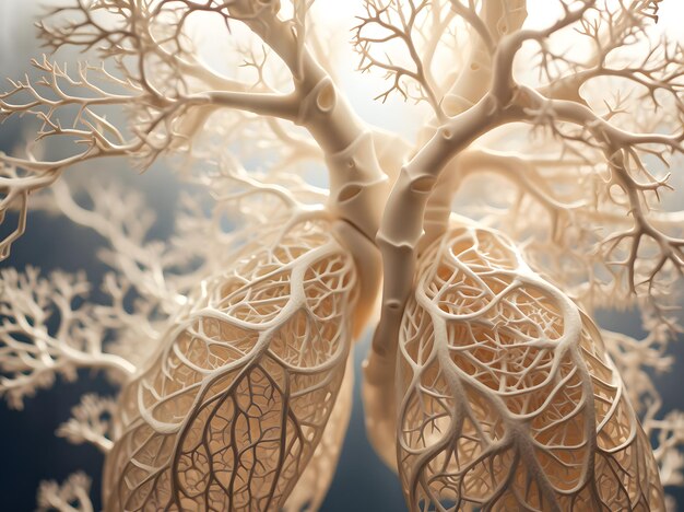 Foto anatomia do sistema respiratório humano para conceito médico ilustração 3d