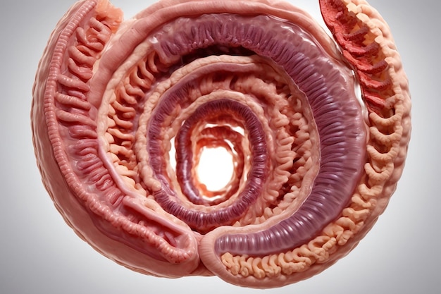anatomia do trato gastrointestinal para educação renderizada de uma figura médica masculina com cólon destacado