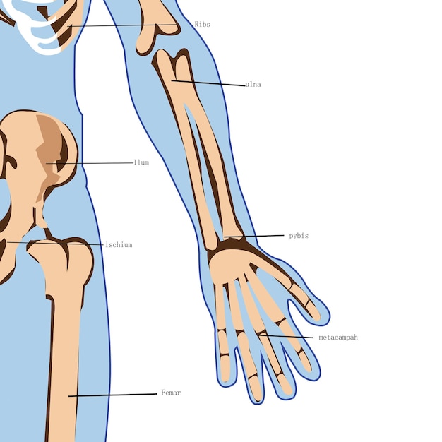 Foto anatomía del esqueleto masculino en 3d