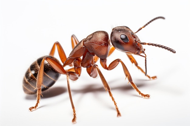 Anatomia externa de uma formiga em fundo branco