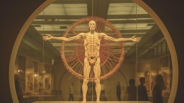 Anatomia Humana de IA Generativa Mostrada como o Homem Vitruviano