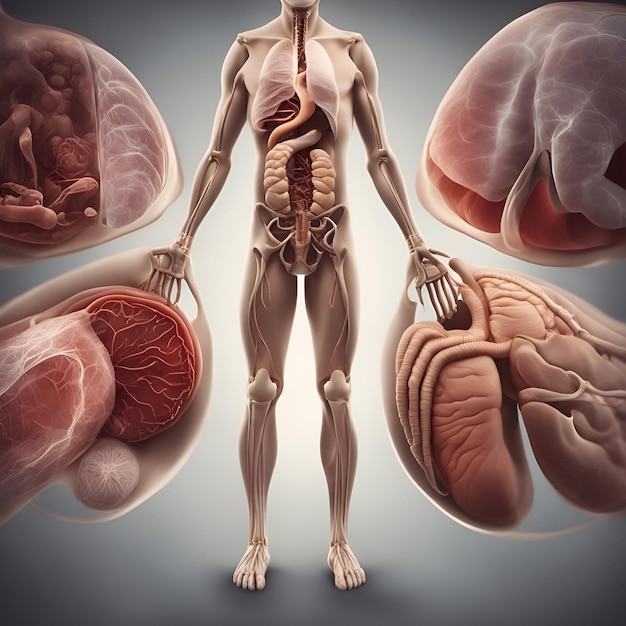 Foto anatomia humana em um conceito médico ilustração 3d corpo humano