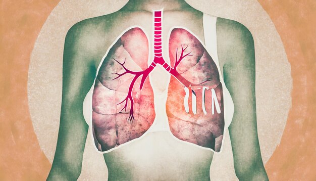 Foto anatomía masculina del sistema pulmonar humano concepto de renderización 3d y red de tecnología médica