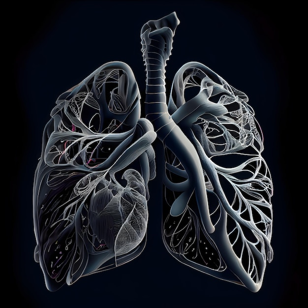 Anatomía de los pulmones humanos para la ilustración 3D del concepto médico