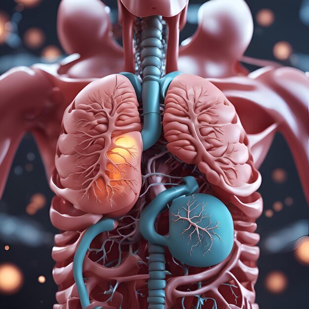 Foto anatomía del riñón humano ilustración 3d de los órganos humanos concepto médico