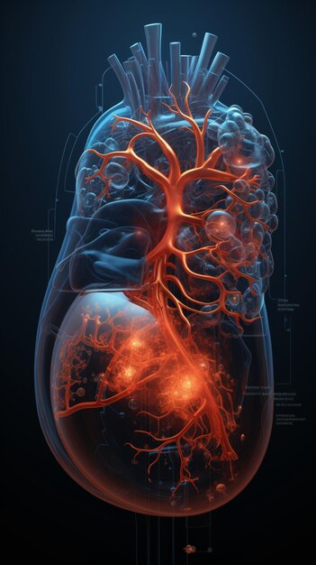 Anatomía del riñón humano sobre fondo oscuro AIgenerado