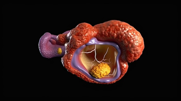 Foto anatomía de la vesícula biliar y el páncreas humanos