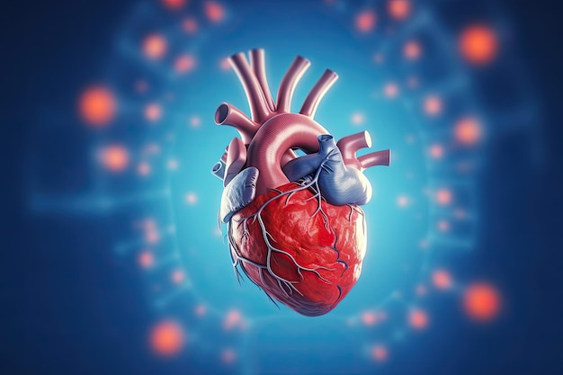 Anatomie des menschlichen Herzens auf medizinischem Hintergrund 3D-Rendering