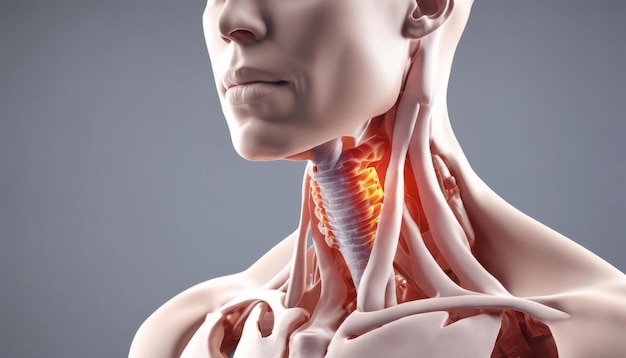Anatomie eines menschlichen Halses und Halses detaillierte 3D-Rendering
