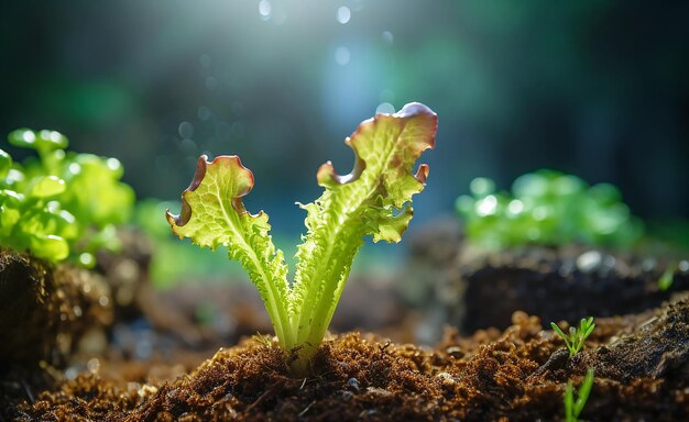 Foto anbau von gemüsesetzlingen lettucebaby rocket lettuce