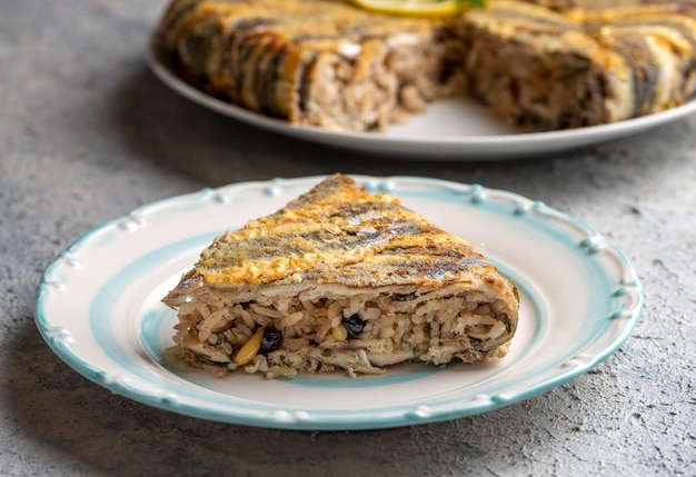 Anchova pilaf (hamsi pilav), cozinha turca, especialidade do Mar Negro (nome turco; hamsili pilav)