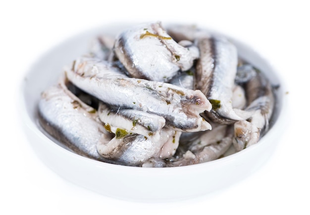 Anchovis aislado en blanco