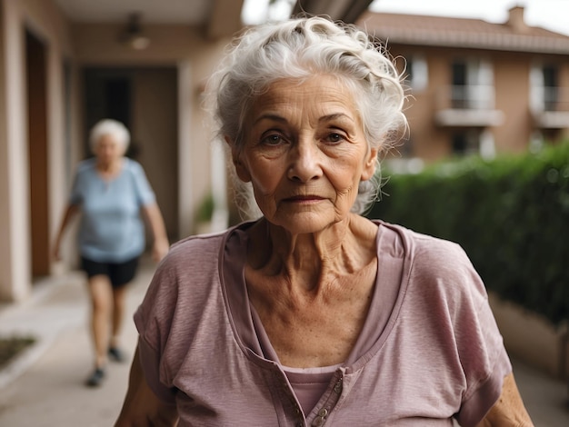 anciana abuela haciendo ejercicio corriendo en el gimnasio envejecimiento saludable