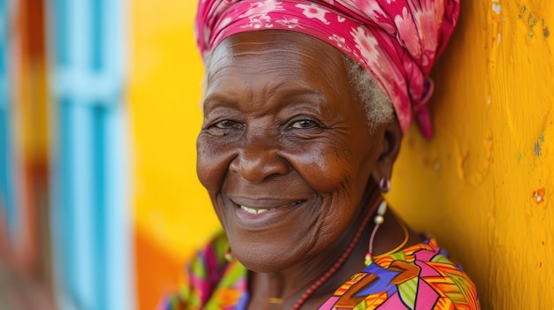 Una anciana africana sonriente