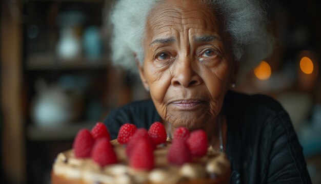 Foto una anciana contempla sola enfrentándose a la tristeza del cumpleaños con decepción y soledad