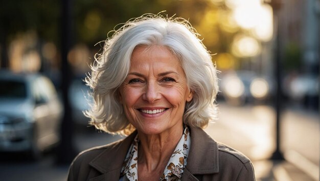 Una anciana feliz sonriendo