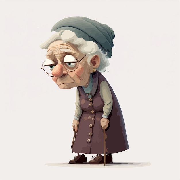 Una anciana con gafas y sombrero está parada frente a una foto de una anciana.