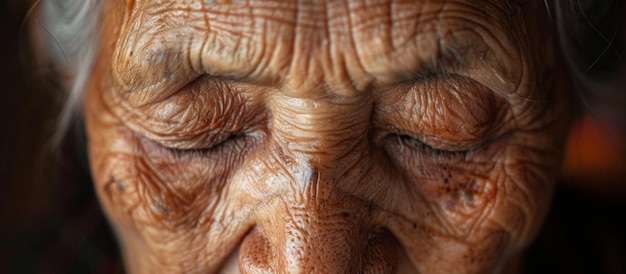 Una anciana con líneas profundas en la cara