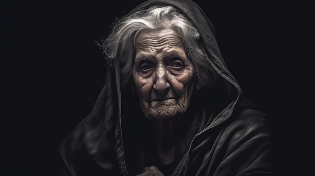 Foto una anciana que sufre de depresión