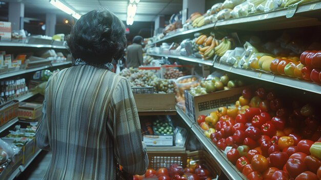 Una anciana en el supermercado.