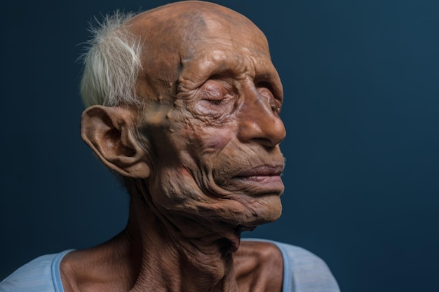 un anciano con arrugas y arrugas en la cara