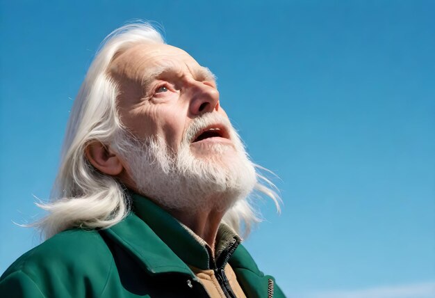 Foto un anciano con barba y una chaqueta verde