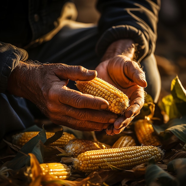 Foto anciano com cosecha de milho