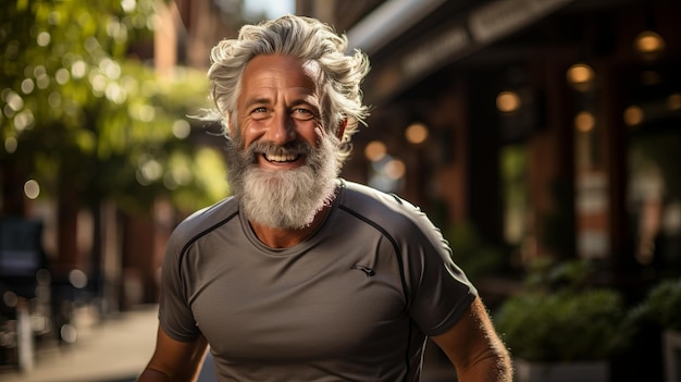 Un anciano va a correr y lleva un estilo de vida saludable