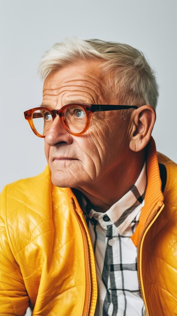 Anciano con gafas pelo corto