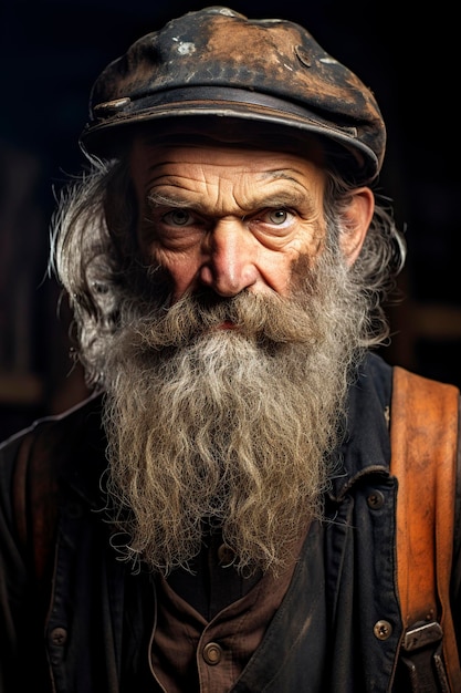 un anciano con una mirada suave y triste