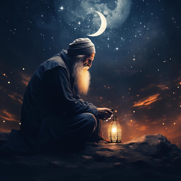 Un anciano musulmán orando