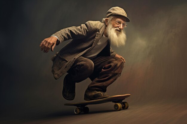 Anciano en patineta IA generativa