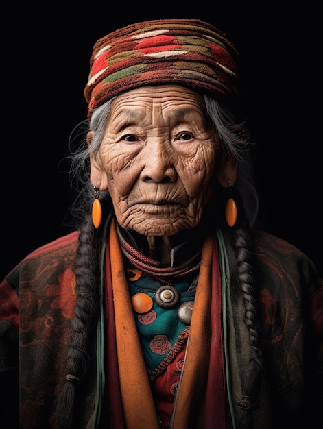 Un anciano con un sombrero colorido y una camisa colorida