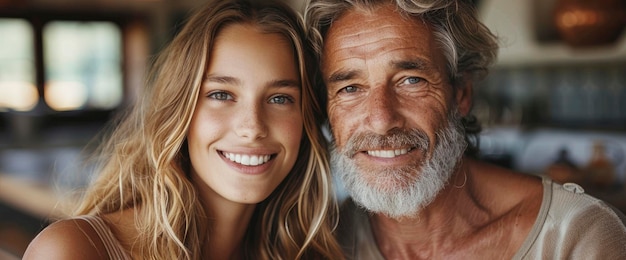 Un anciano y su bonita hija.