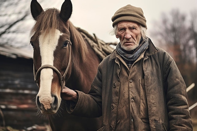 anciano con su caballo en forma