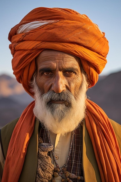 Foto un anciano con turbante y barba