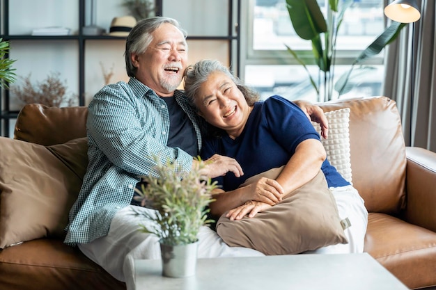 Los ancianos asiáticos jubilados se casan con el estilo de vida de bienestar de ciuple juntos en casa.