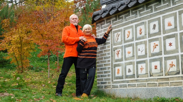 Ancianos canosos pareja optimista