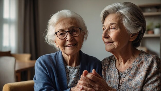 Foto ancianos felices en el hogar de ancianos