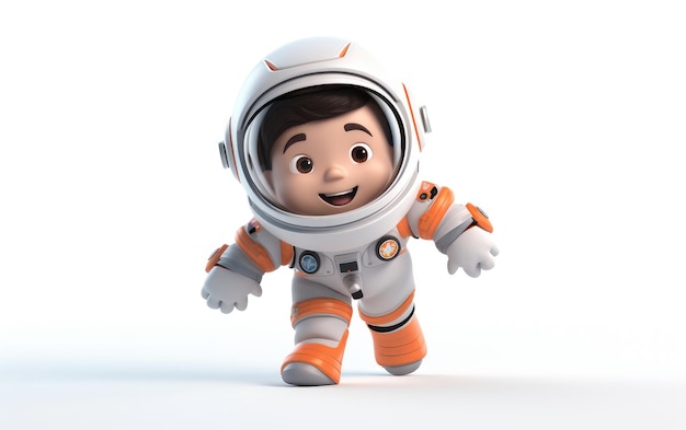 Andando impressionante astronauta desenho animado 3D isolado em fundo branco