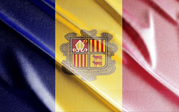 Andorra 3D-Flagge, schöne Landesflagge der Welt, Hintergrund, Banner, Postr, abstrakt. - Bild