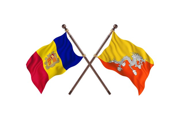 Andorra frente a Bután dos países banderas fondo