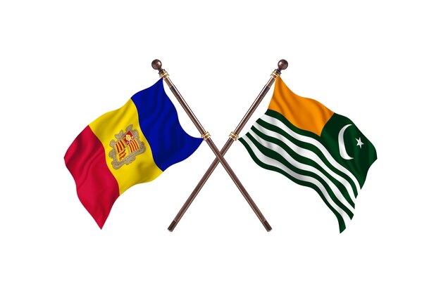 Andorra frente a Cachemira dos países banderas fondo