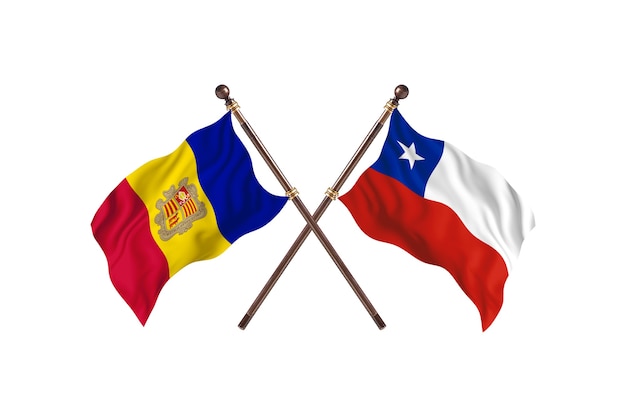 Andorra frente a Chile dos países banderas fondo