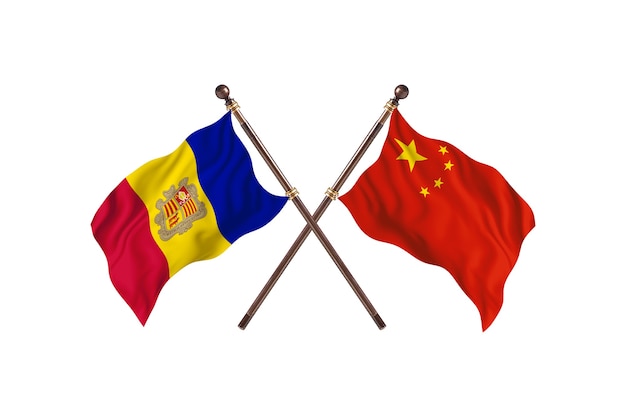 Andorra frente a China dos países banderas fondo